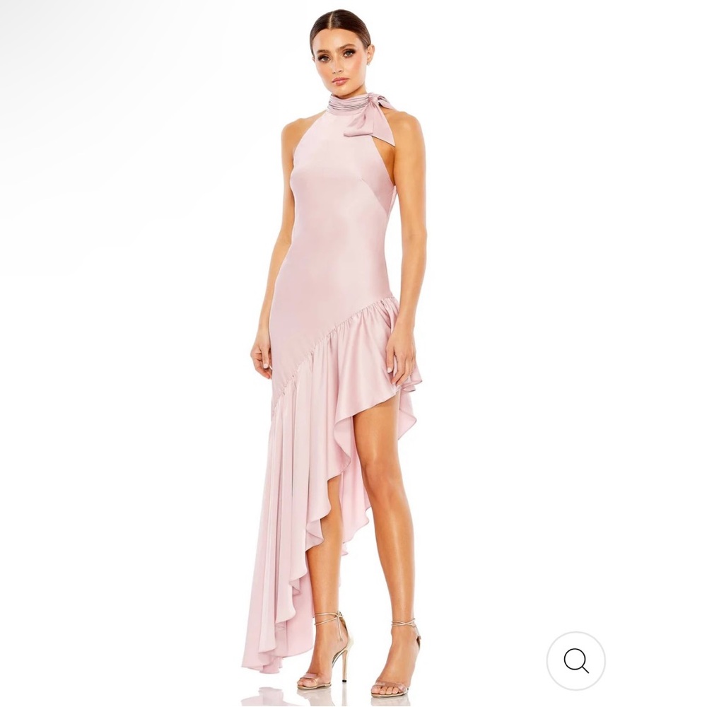 Mac Duggal Halter Neck Ruffled Assymetrical Gown